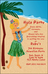 Hawaiian Birthday Party on Personalized Party Invitations Designed To Resemble The Birthday Child