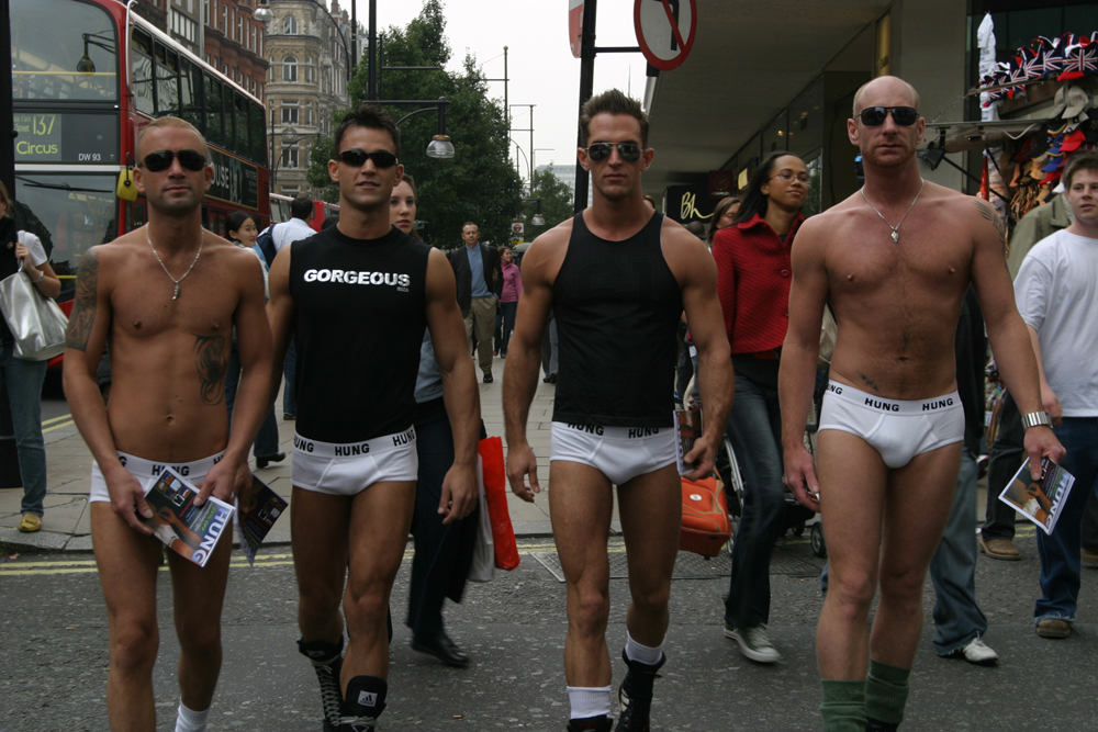 Hung Fashion Models Show Off Their Underwear On The Streets Of London