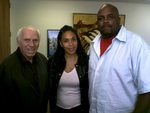 From left to right:  Holloway House publisher Bentley Morriss, Bandit Films President Lisa M. Neal, Bandit Films CEO Darrin Monroe.