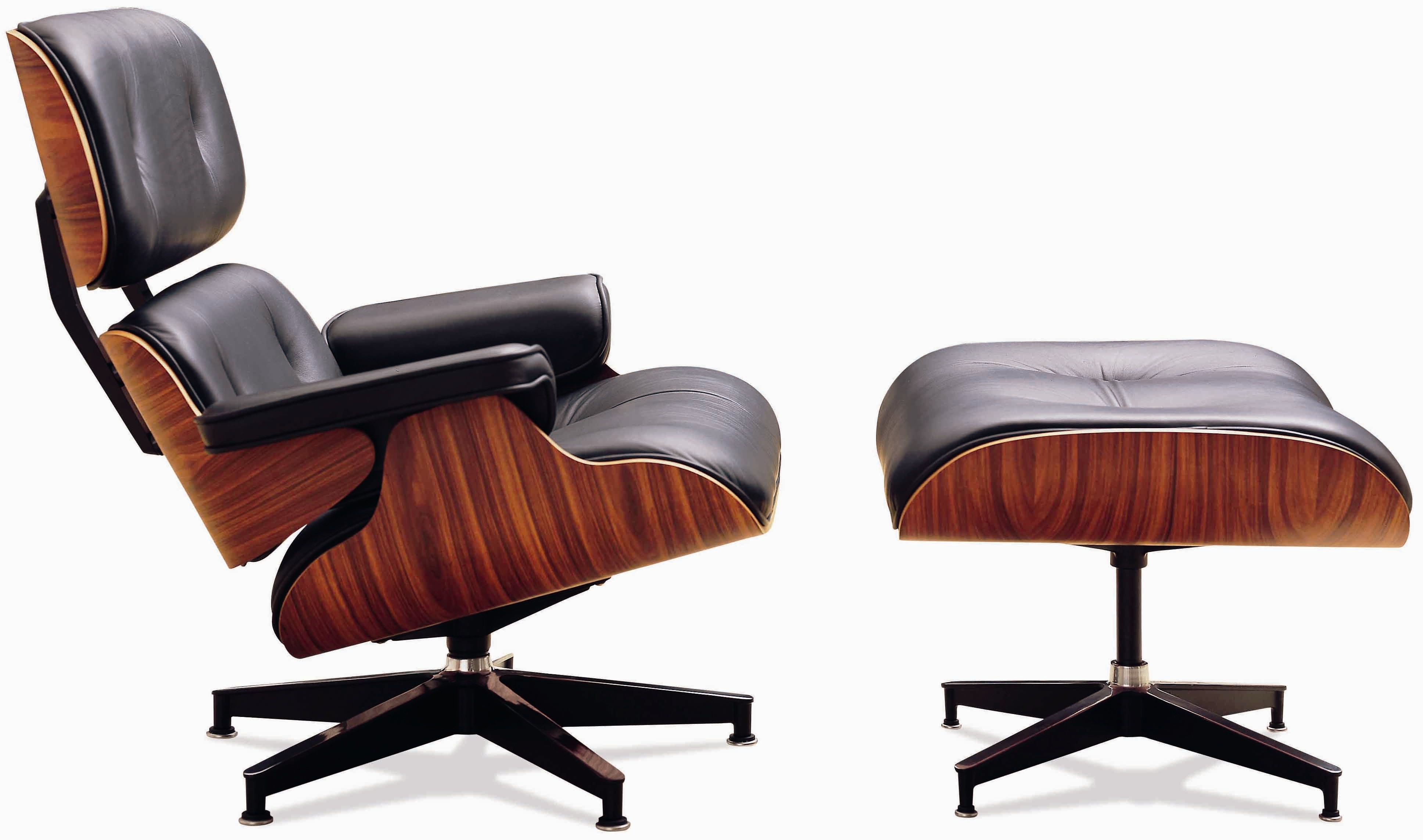 Eames Lounge Chair m. Ottoman Replica ital. Rindsleder mit Rosewood