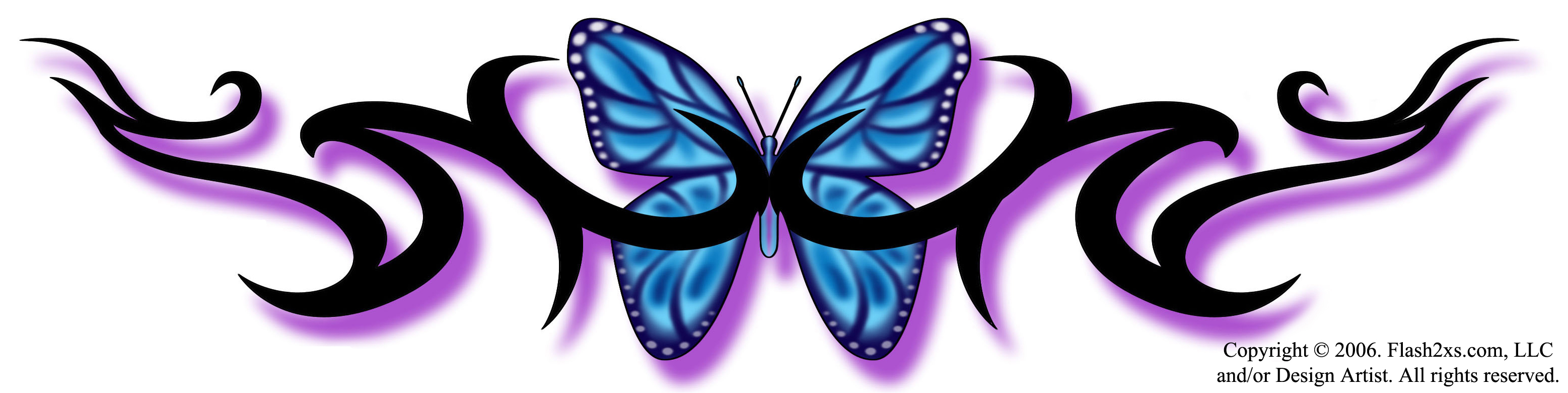 Sexy Purple Glowing Butterfly Lower Back Placement