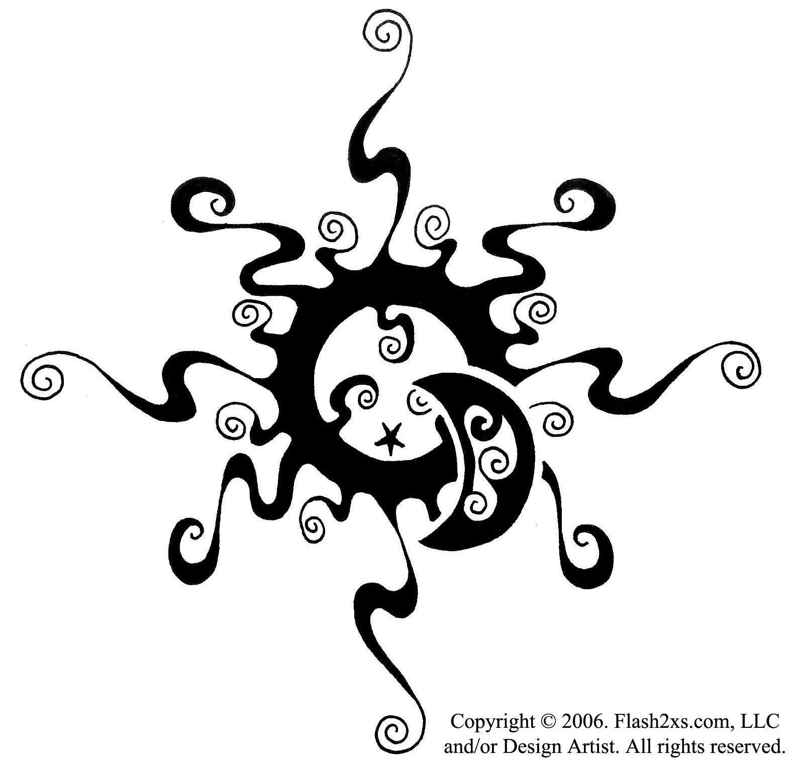 Moon Stars Tattoo Design