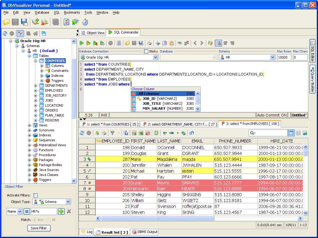 dbvisualizer cell form read only