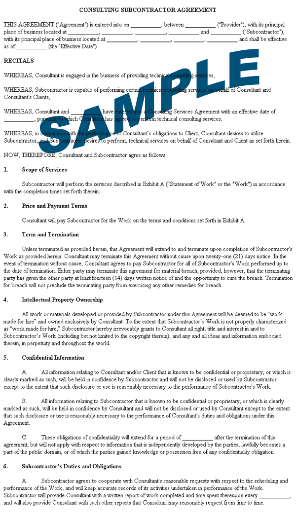 Consulting Services Agreement Template Sample