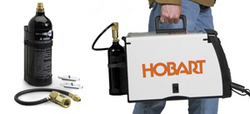 Compatible with many popular MIG welders, Hobart's Portable CO2 Cylinder Kit is sold separately, MSRP $119, or comes bundled with Hobart's Handler 140 MSRP $599.
