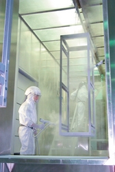 The Green Chemistry process in action: Wright Line&#039;s state-of-the-art powder coating system provides an environmentally-friendly, durable finish to its enclosures, consoles and furniture systems.