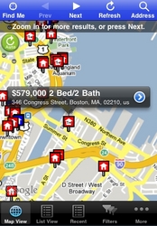 Homes are displayed on an interactive map.