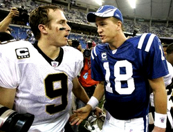 Peyton Manning and the Colts face off with Drew Brees and the Saints for the Super Bowl XLIV  