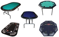Picture of several folding poker tables and tops