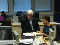 Rep. George Miller observes a student at Napa New Technology High School.