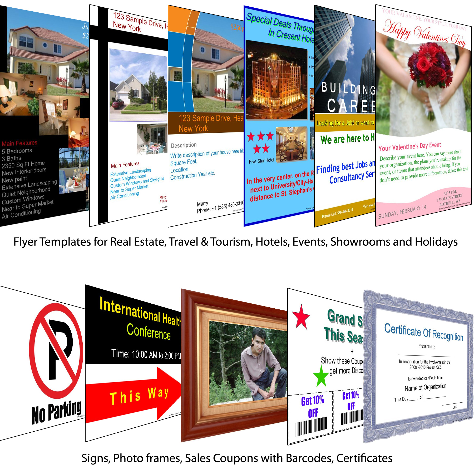 Built-in Templates for FLYERS, Brochures, Certificates, Photo Frames ...