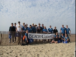 beach cleanup with biodegradable trash bags