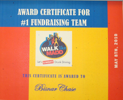 BISNAR | CHASE #1 Fundraising Team for Walk Like MADD