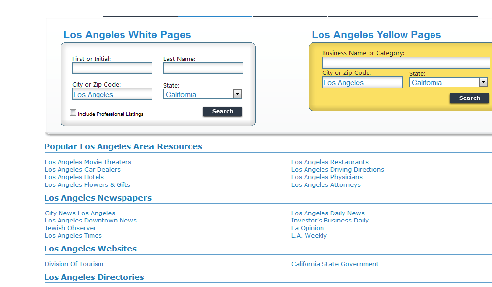 white pages address