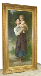Demi Moore's "Frère et Soeur", painted by the great French Academic painter, William Bouguereau, framed by Eli Wilner & Company