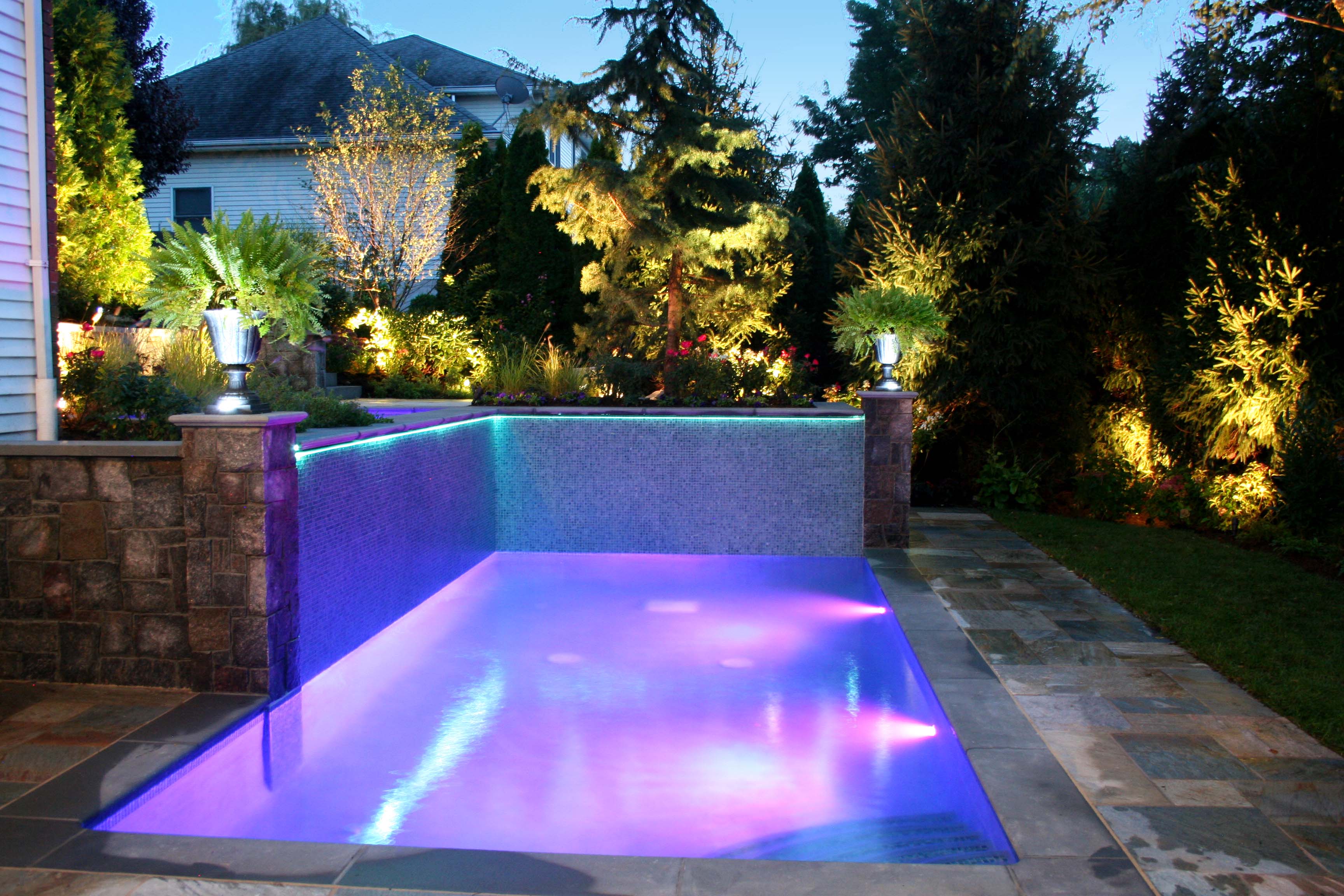 Small Back Yard Swimming Pools Lights Ideas