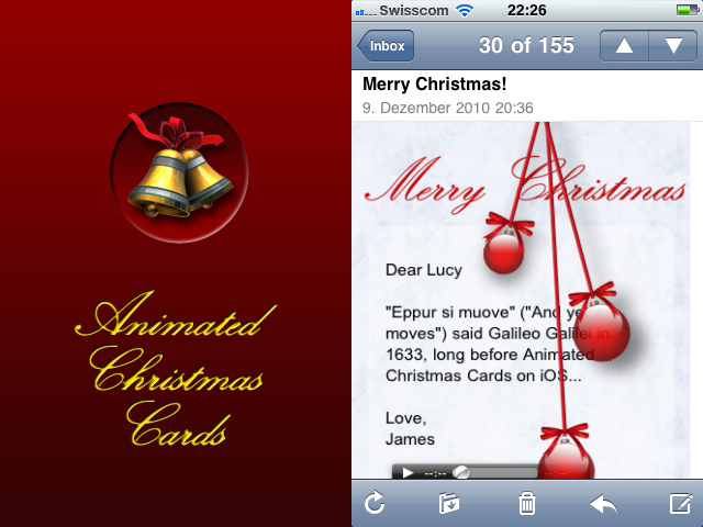 Animated Christmas Cards Now Also For iPhone and iPads