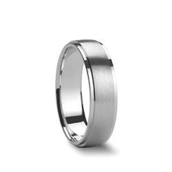LEONIDUS Raised Domed Brushed Center Silver Wedding Ring
