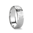 XENON Hammered Finish Center Silver Wedding Band with Bevels