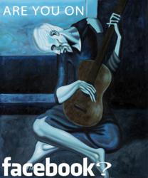 Pablo Picasso’s Facebook® fan page is the most “liked” artist page according to overstockArt.com statistics. Pictured here is Picasso’s masterpiece “The Old Guitarist.”