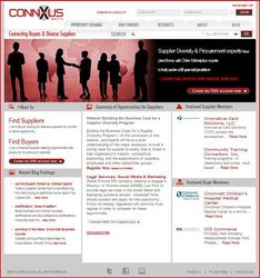 Home page of www.connxus.com, a new New online service that connects corporate buyers with small businesses, minority-owned businesses and woman-owned businesses.