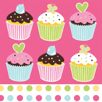 Cupcake Themed Birthday Party on Napkin   Napkin From Cupcake Themed First Birthday Party Decorations