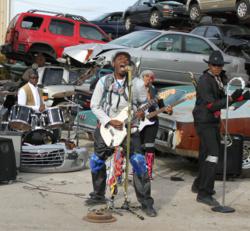 The band DRAGONEYESEVEN on location at their video shoot for their new single, "Cool All Day."