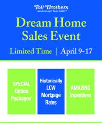 Toll Brothers National Dream Home Sales Event April 9-17