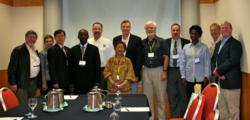 Members of the international committee for the develop of the Global Guidelines for Practical Toilet Design during a meeting at the World Toilet OrganizationⳠWorld Toilet Summit & Expo in Singapore in December, 2009.