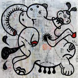 mixed media on canvas. 35" x 35"