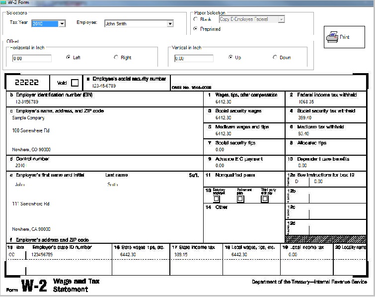 w 2 form example. ezPaycheck Supports Forms W2,