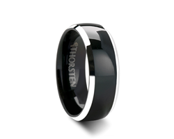 MASERATI Domed Black Tungsten Band with Polished Beveled Edges - 4 - 8 mm