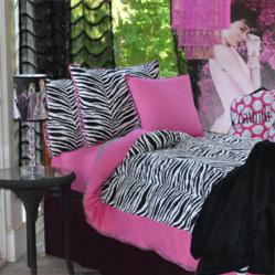New bedding sets include Zebra Dorm Bedding available in black and 