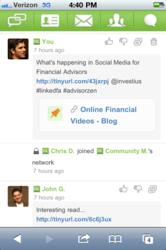Screen Capture of linkedFA's new mobile website designed for iPhone, iPad and Android