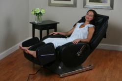 YuMe rocking massage chair from Inada. The first of it's kind. the chair offers state of the art massage and a rotary system that allows the rocking motion.