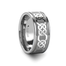 BOSTON Laser Engraved Tungsten Band with Celtic Pattern Wide - 10 mm