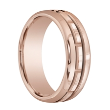 ANTARES Carved Rectangular Center 18K Rose Gold Ring by Benchmark - 7.5mm