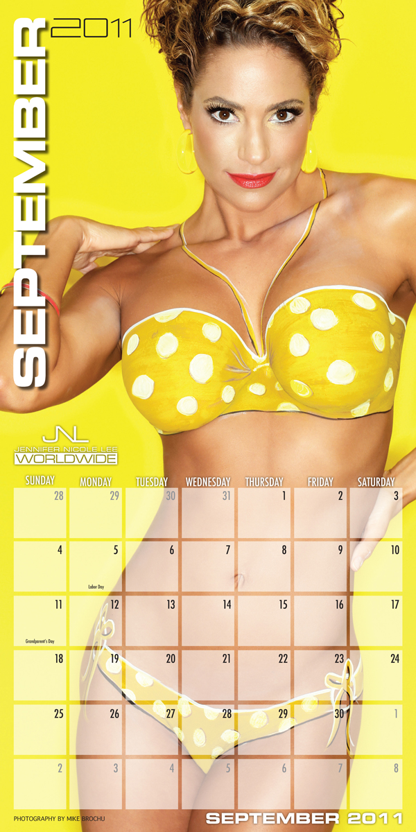 Jennifer Nicole Lee Body Paint Calendar Photo Super Fitness Model