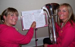 Boobs & Brass showing off their new pink magnets