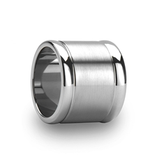 Flat Brushed Finish Center Tungsten Ring with Polished Edges