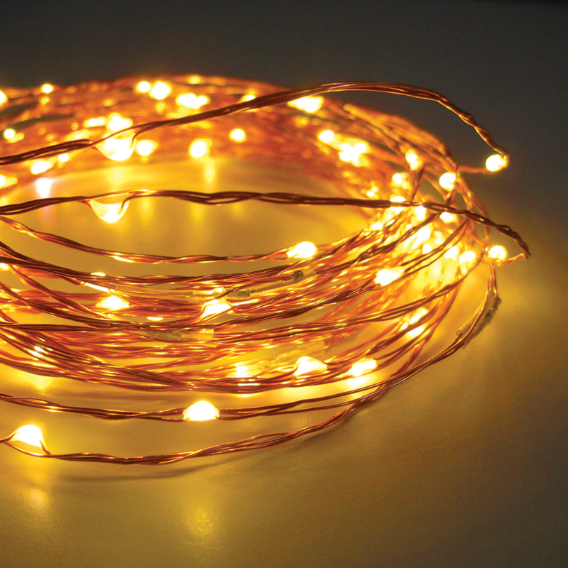 Celebright LED Christmas Lights in Warm White on a Copper Color Wire