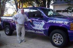 Bill Kavanaugh, Window Genie Northeast Atlanta, displays his eye-catching Geniemobile