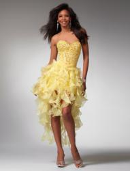 Yellow high low prom dress 1519