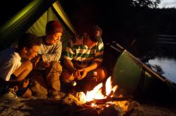Family around Campfire
