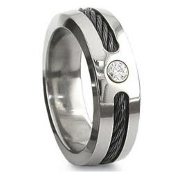 Black Cable Titanium Ring
