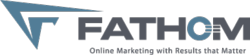 Fathom logo plus tagline: Online marketing with results that matter.