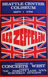 1970 Led Zeppelin Seattle Center Coliseum Fillmore Era Concert Poster