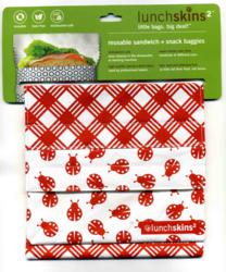 LunchSkins2 Reusable Sandwich and Snack Bags in Red Ladybug Style