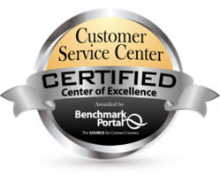 Certified Customer Service Center - Center of Excellence, by BenchmarkPortal