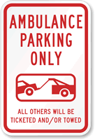 Ambulance Parking Only Sign